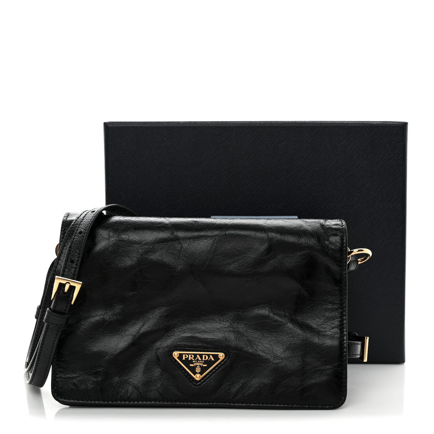 Prada Soft Lux Calfskin Triangle Mini Shoulder Bag Black 11 of 11