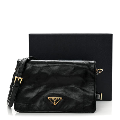 Prada Soft Lux Calfskin Triangle Mini Shoulder Bag Black 11 of 11