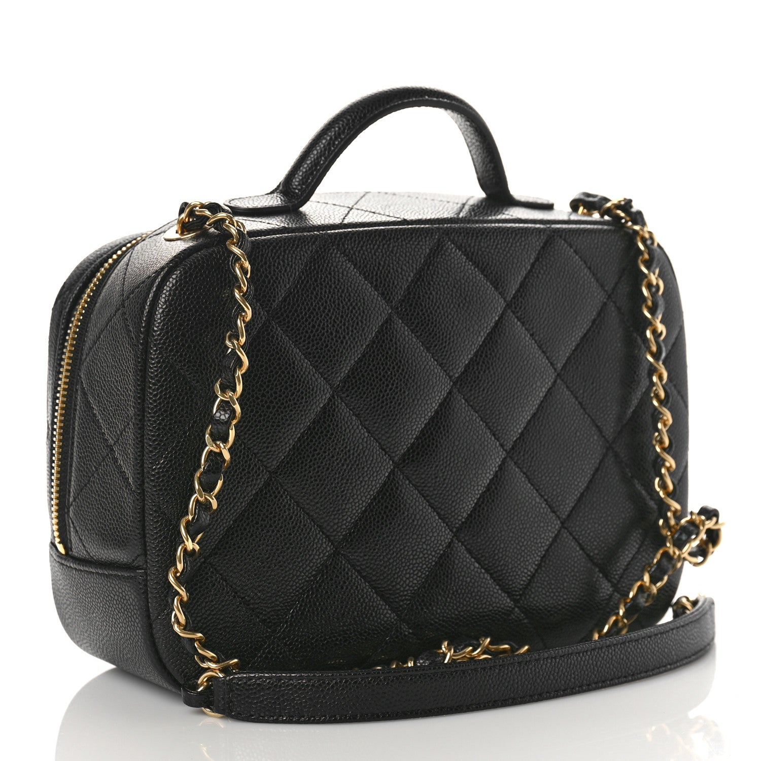 Chanel Caviar Quilted CC Top Handle Vanity Case Black 3 of 9