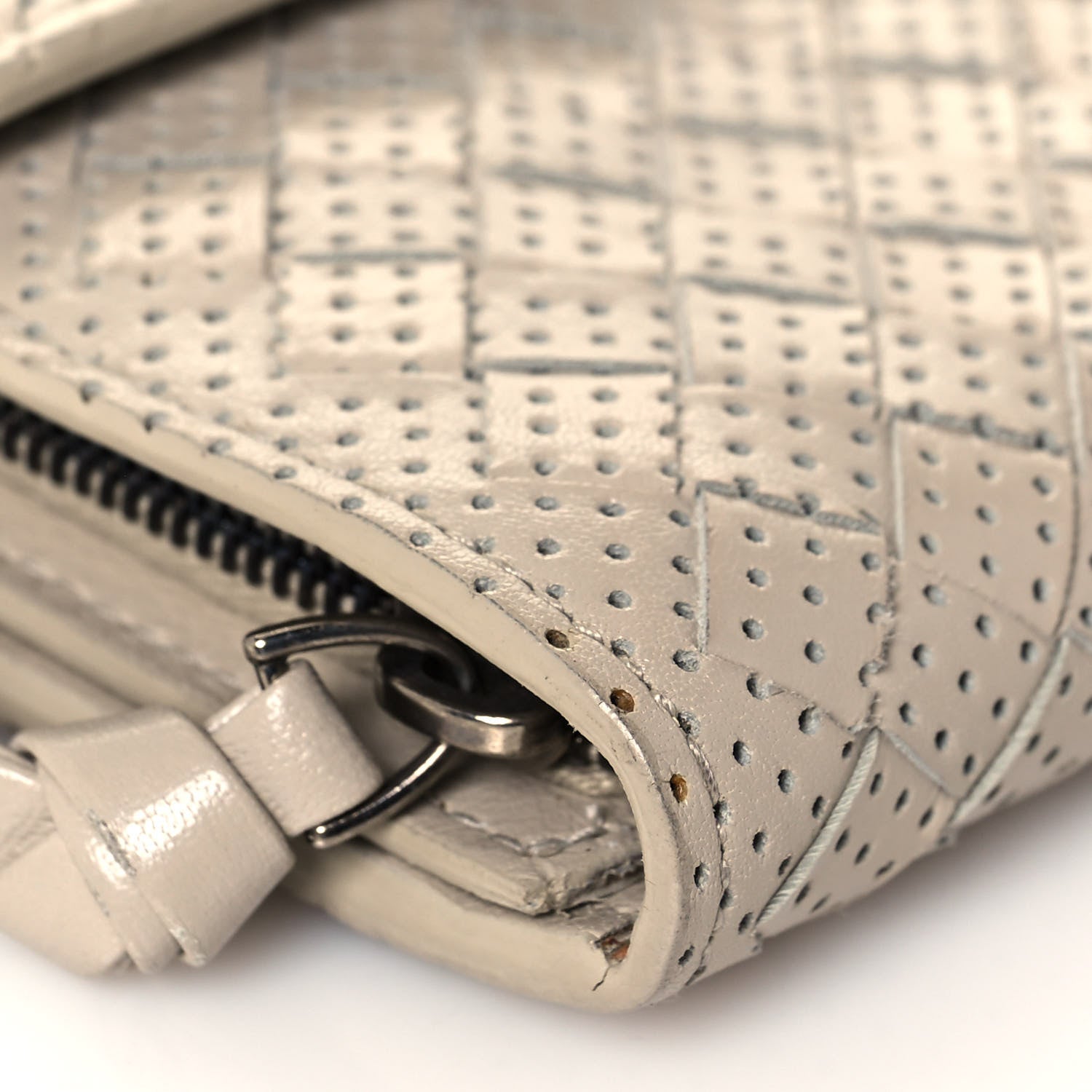 Bottega Veneta Nappa Intrecciato Perforated Studded Flower Continental Flap Wallet Light Beige 9 of 15