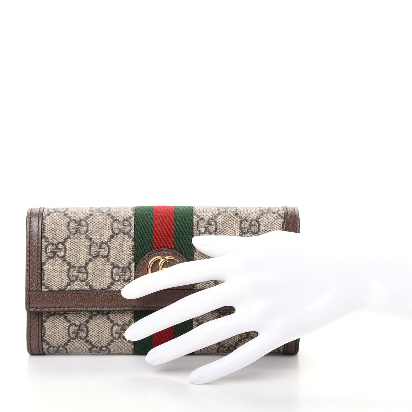 GG Supreme Monogram Web Ophidia Continental Wallet Brown