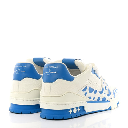 Louis Vuitton LV X YK Calfskin Printed Mens Infinity Dots Trainer Sneakers 10 White Blue 5 of 11
