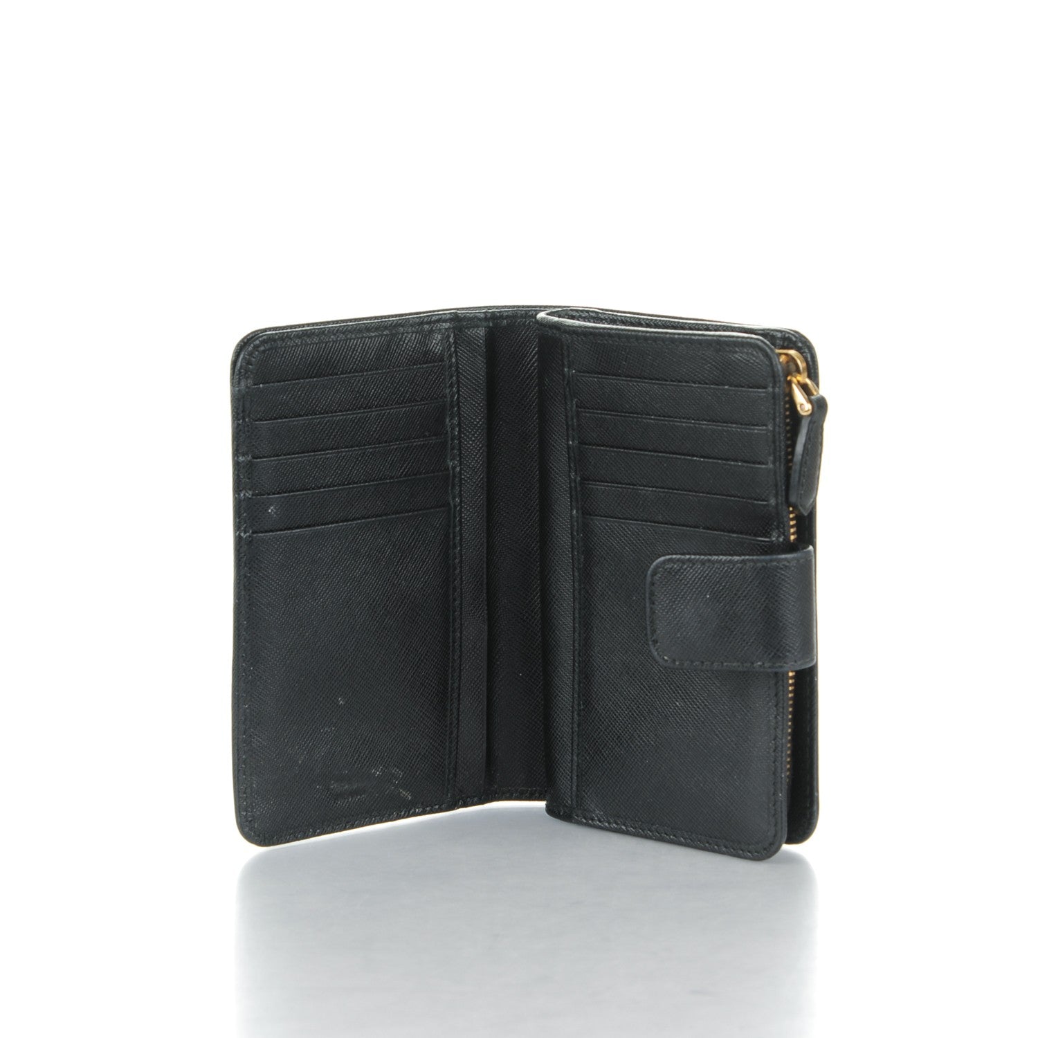 Prada Saffiano Metal Compact Wallet Black 5 of 7
