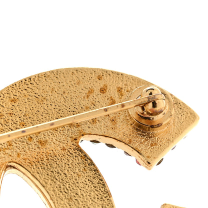 Chanel Metal Crystal Scarab CC Brooch Gold Multicolor 4 of 5
