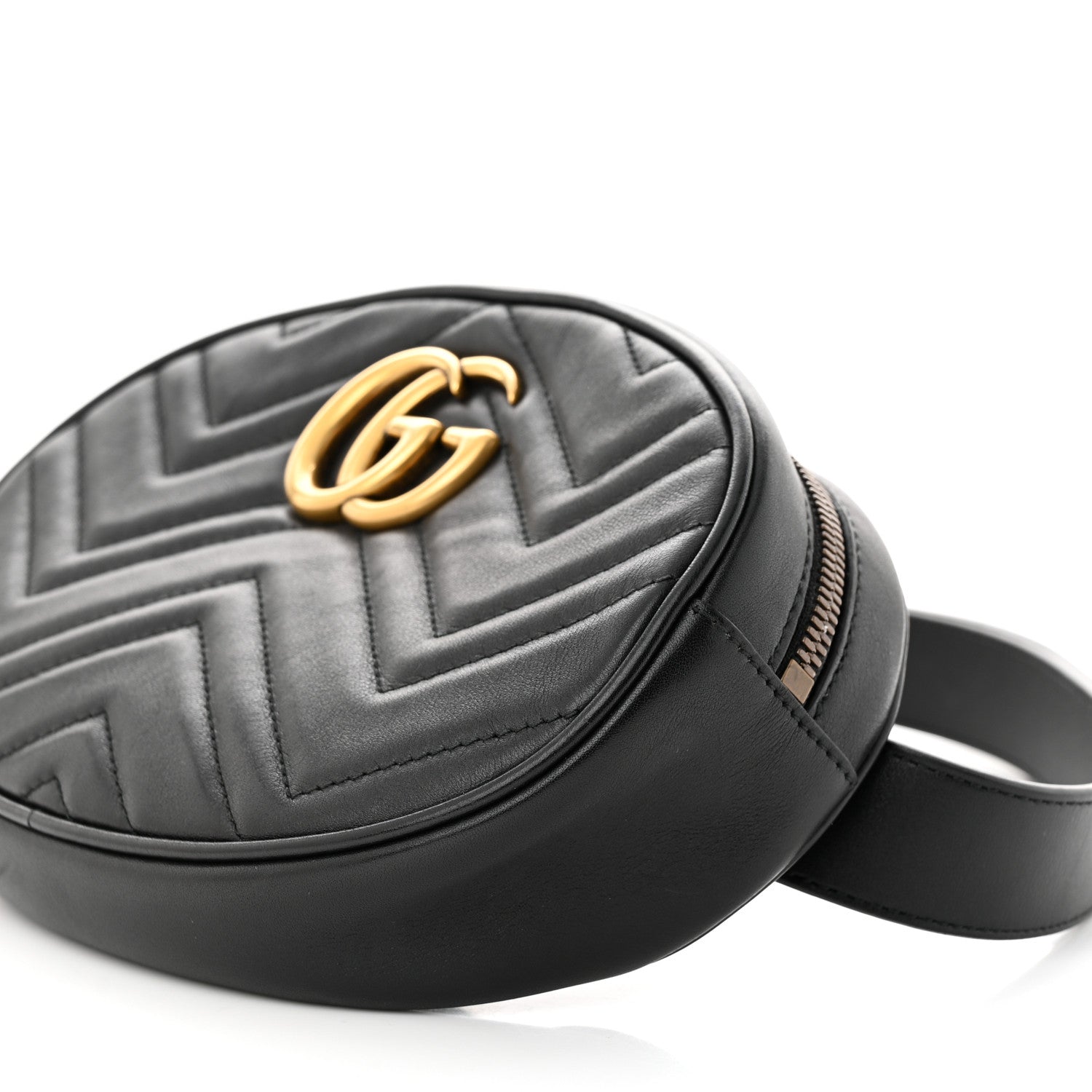 Gucci Calfskin Matelasse GG Marmont Belt Bag 85 34 Black 10 of 14