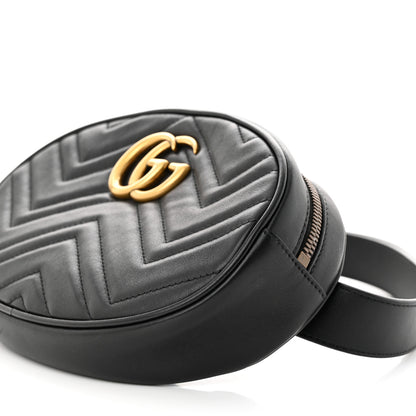 Gucci Calfskin Matelasse GG Marmont Belt Bag 85 34 Black 10 of 14