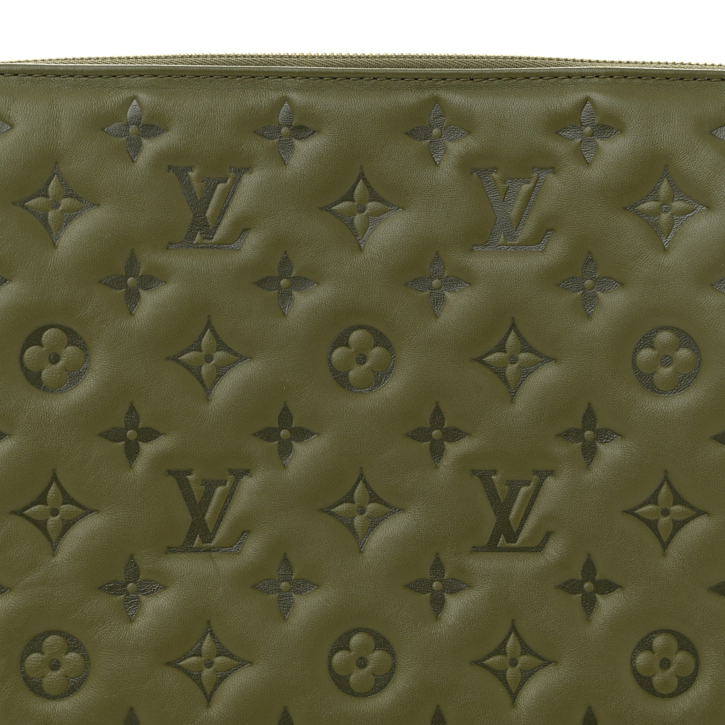 Lambskin Embossed Monogram Coussin MM Khaki