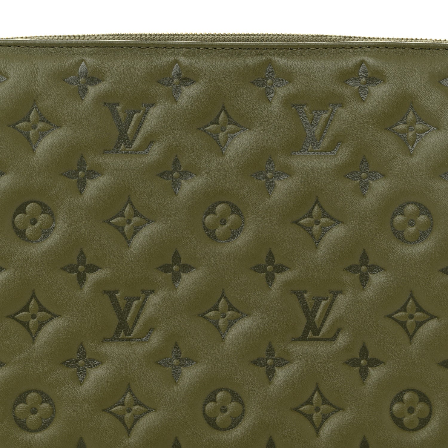 Louis Vuitton Lambskin Embossed Monogram Coussin MM Khaki 8 of 10