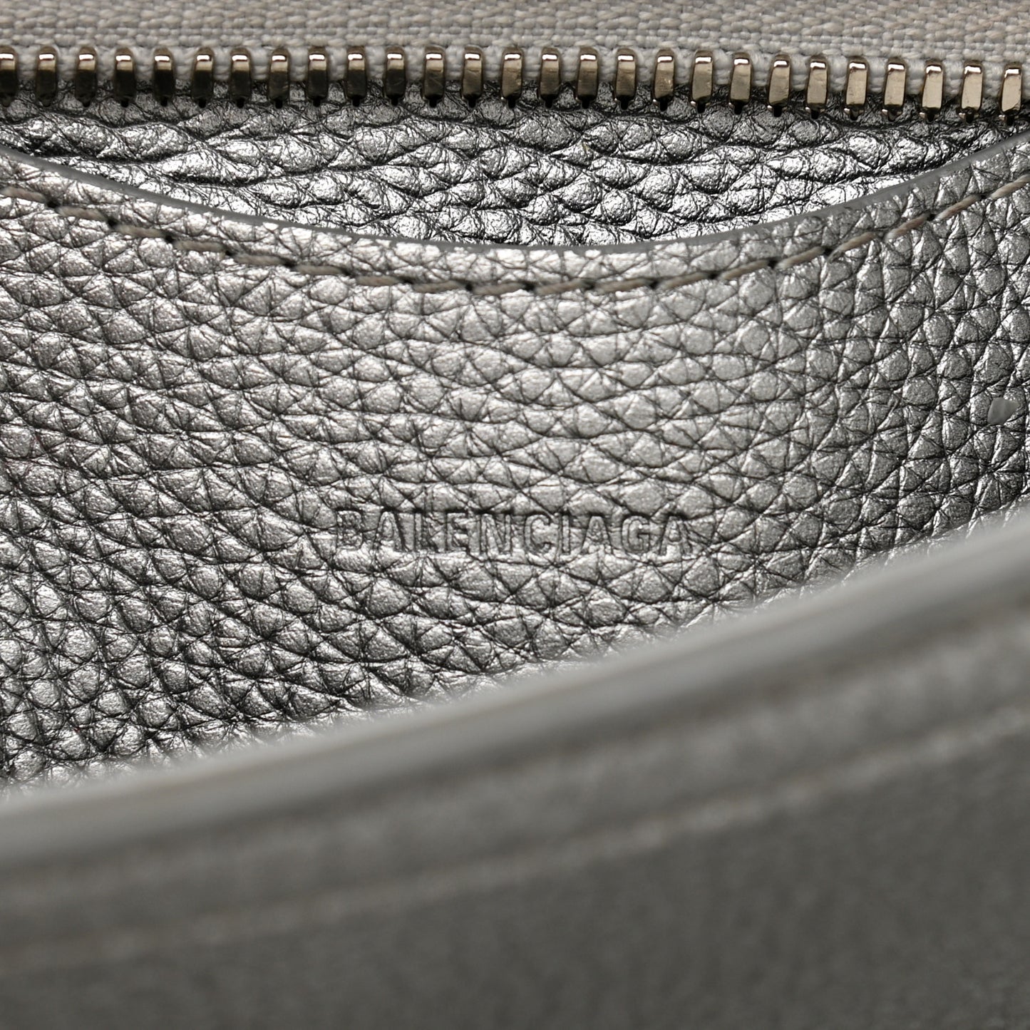 Metallic Grained Calfskin Neo Classic Silver Hardware Mini City Silver