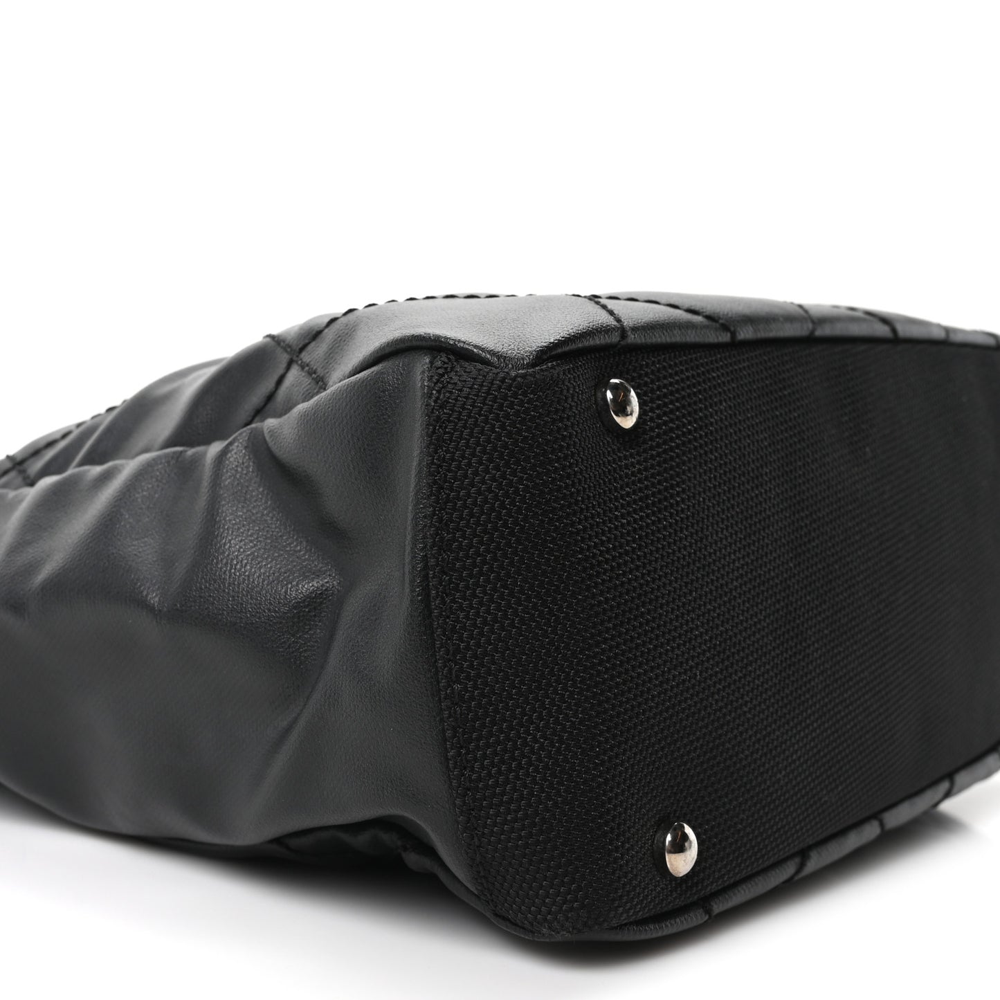 Coated Canvas Quilted Small Paris Biarritz Tote Black