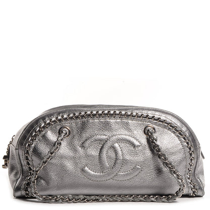 Chanel Goatskin Luxe Ligne Medium Bowler Tote Metallic Silver 1 of 6