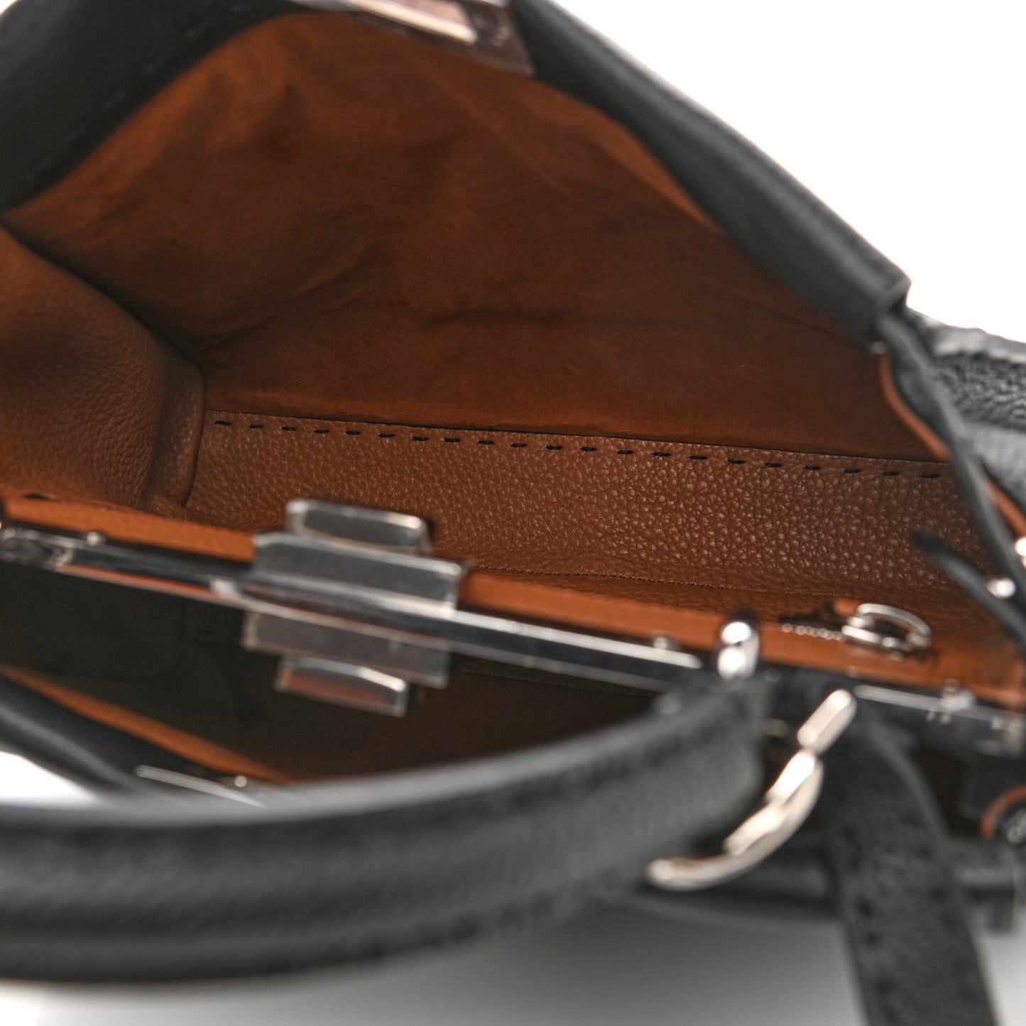 Cuoio Romano Selleria Bi-Color Medium Peekaboo Iconic Satchel Black Mou