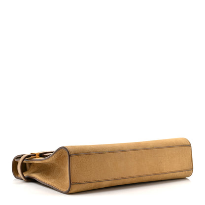 Saint Laurent Smooth Calfskin Suede Crocodile Embossed Manhattan Shoulder Bag Tan 4 of 12