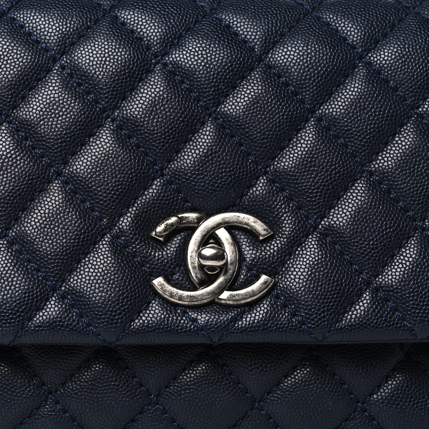 Chanel Caviar Quilted Small Coco Handle Flap Navy 8 of 13