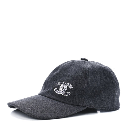 Chanel Cotton Sequin CC Cap Hat Black 1 of 7