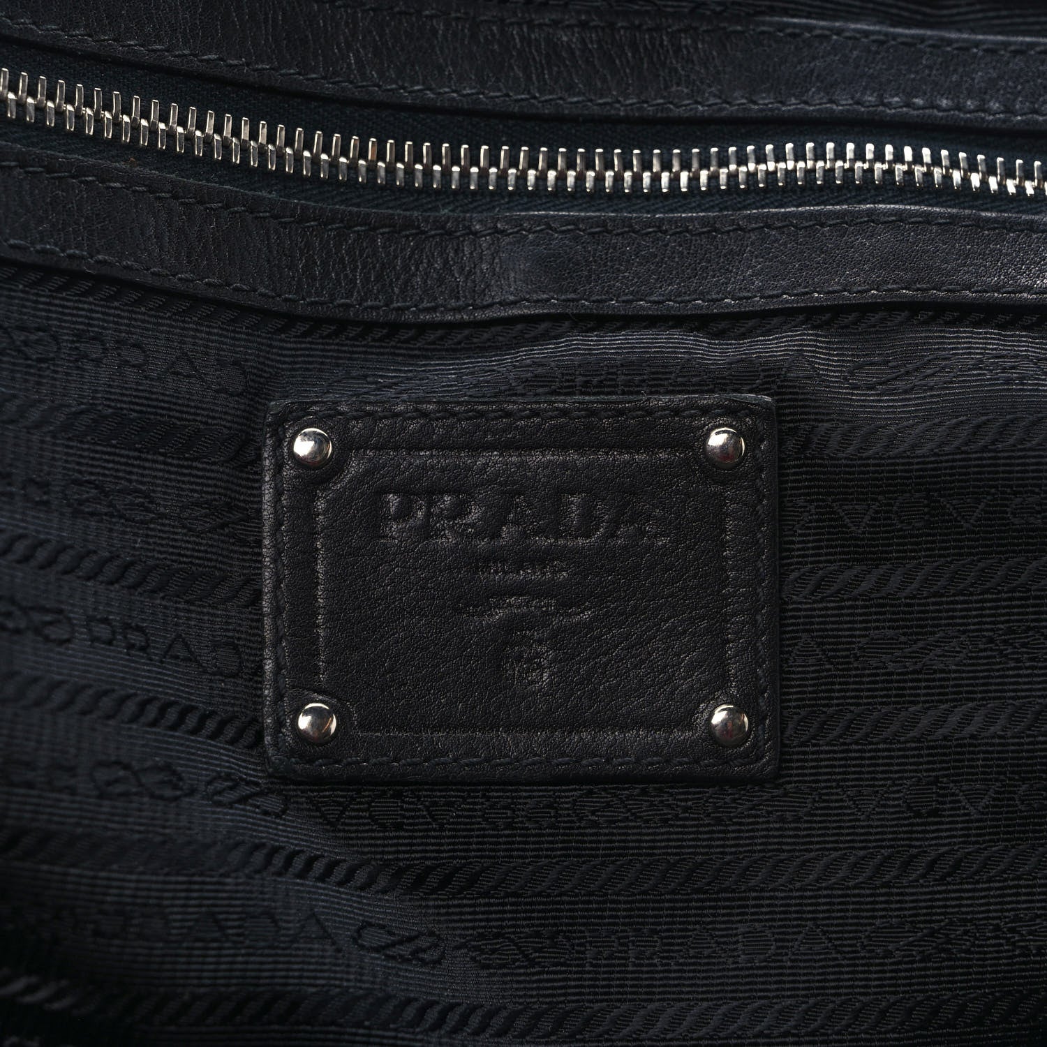 Prada Soft Calf Pleated Tote Black 5 of 9