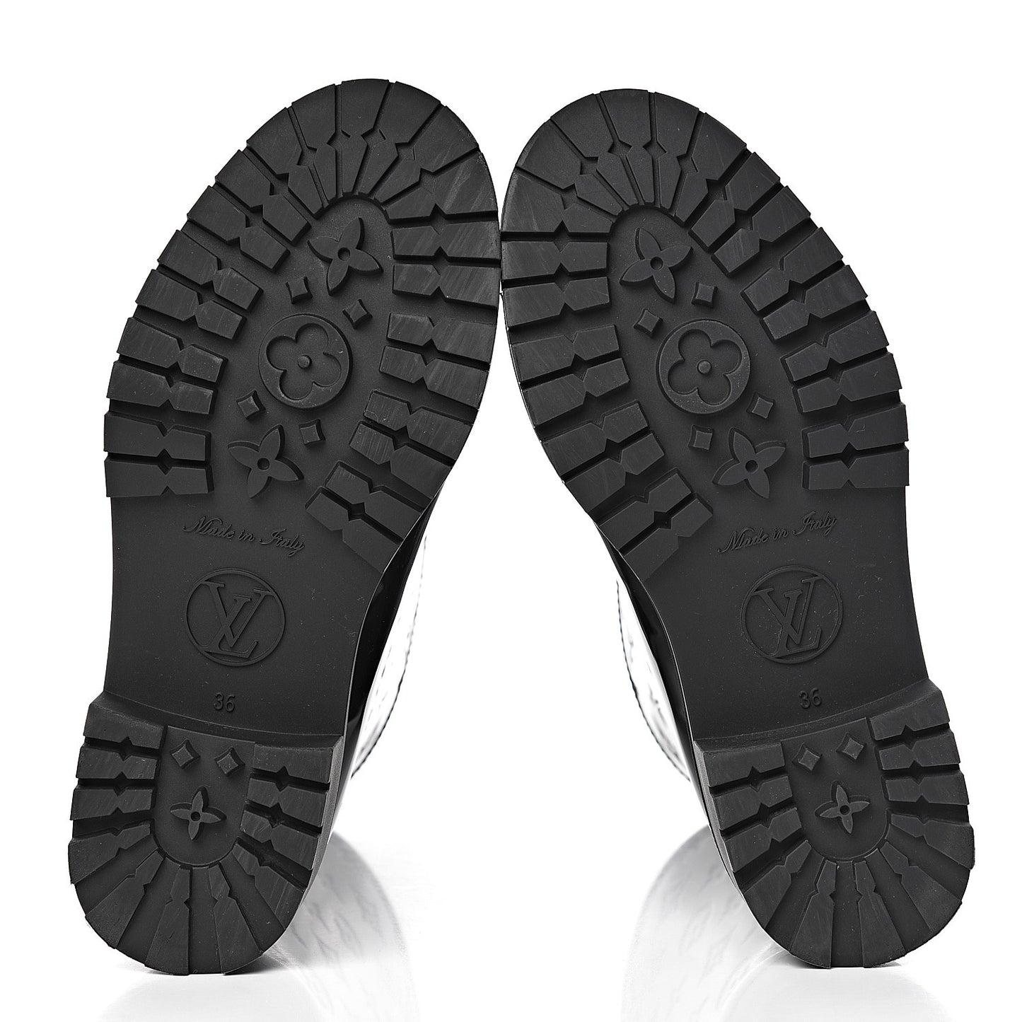 Rubber Embossed Monogram Drops Flat Half Boots 36 Black