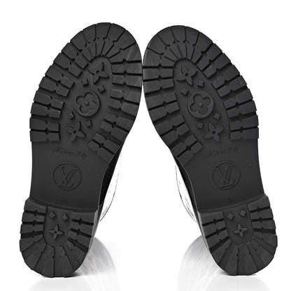 Louis Vuitton Rubber Embossed Monogram Drops Flat Half Boots 36 Black 7 of 11