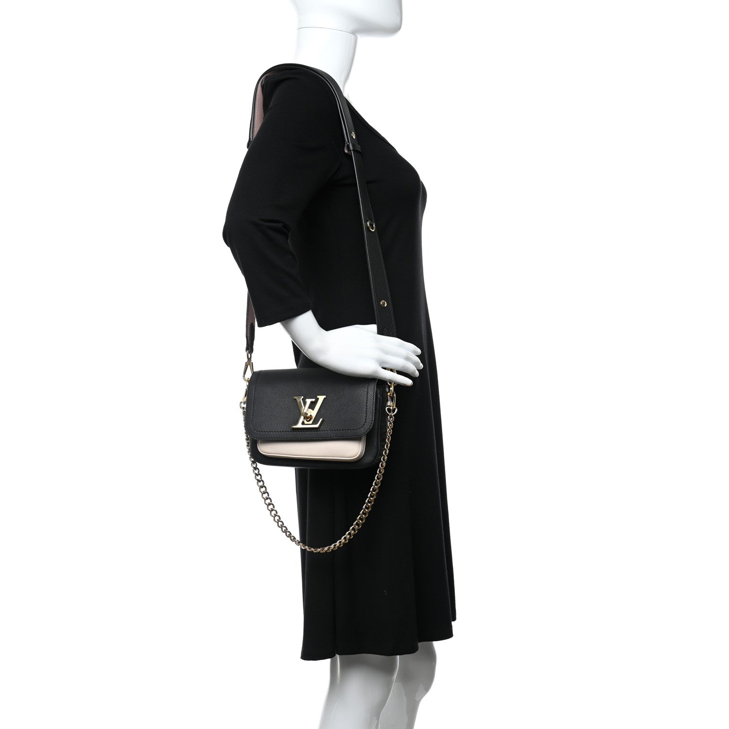 Louis Vuitton Grained Calfskin Lockme Tender Black 2 of 8