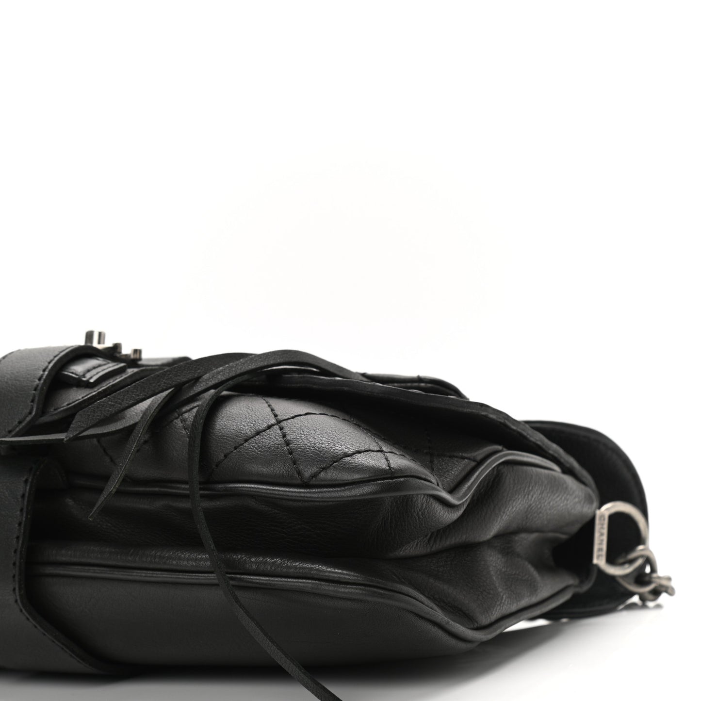 Calfskin Quilted Large Ride My Bag Messenger Black