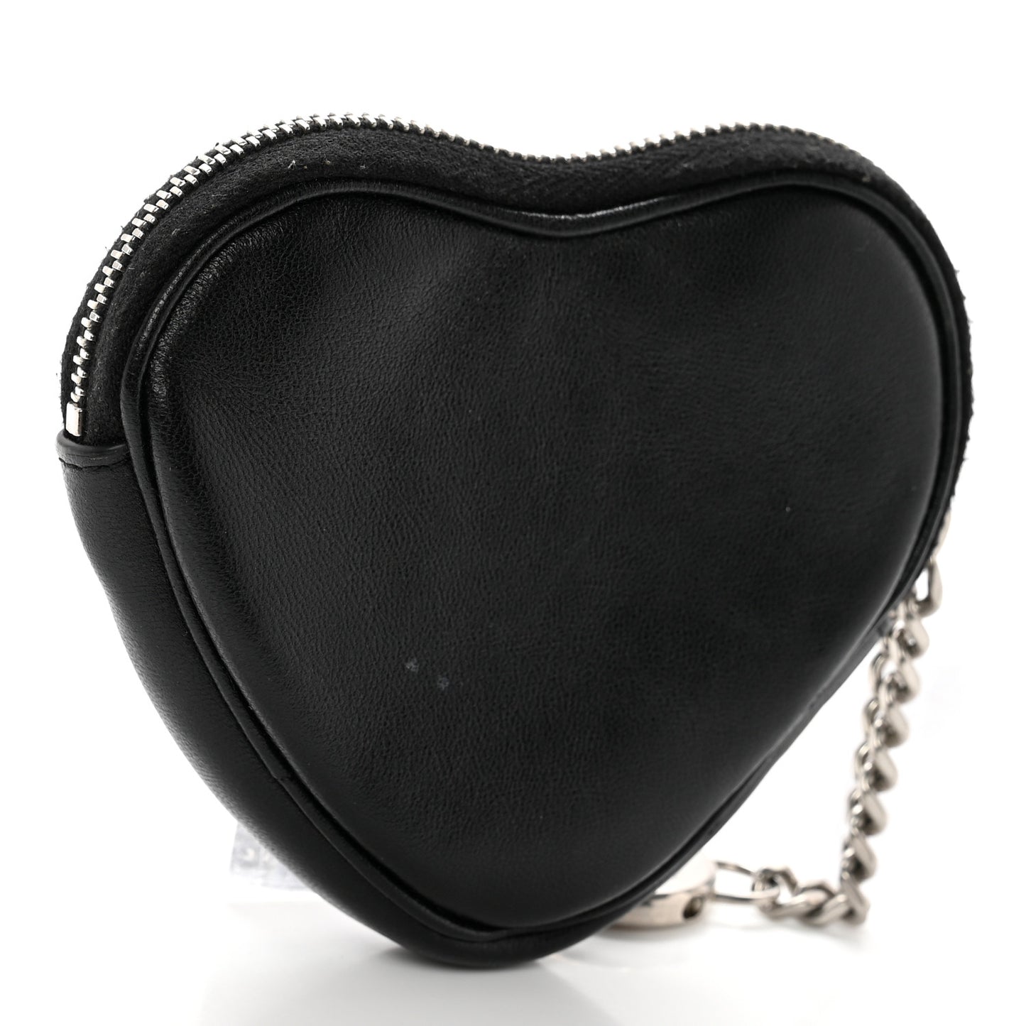 Calfskin Heart Embossed Monogram Heart Key Pouch Black