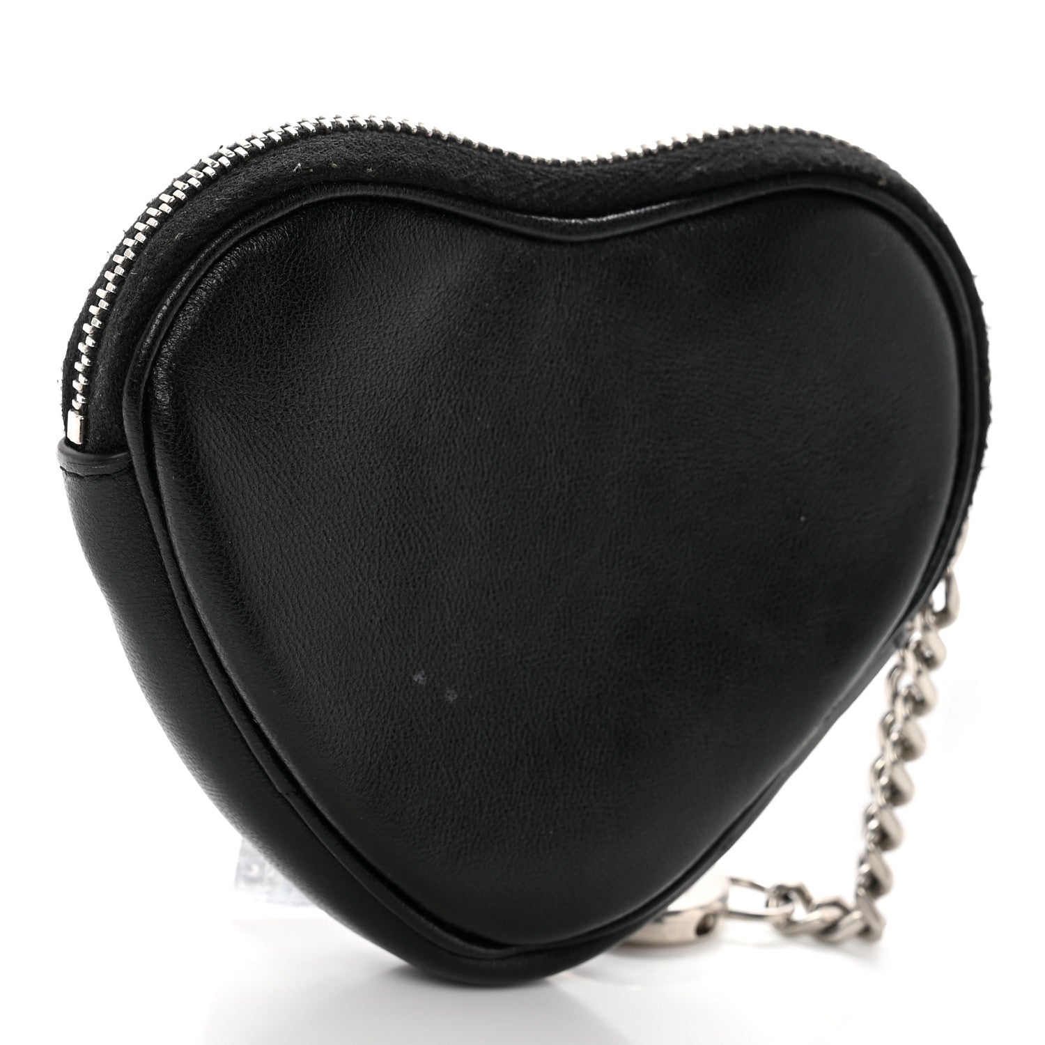 Saint Laurent Calfskin Heart Embossed Monogram Heart Key Pouch Black 3 of 6