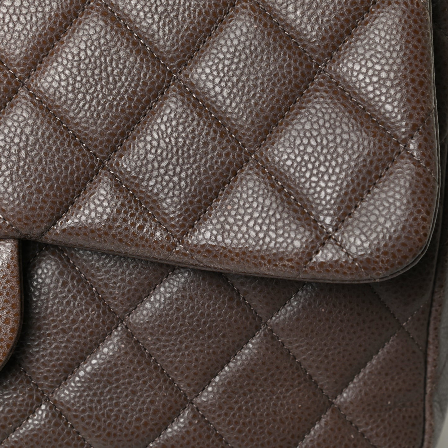 Caviar Quilted Jumbo Single Flap Brown