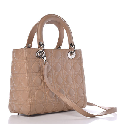 Christian Dior Lambskin Cannage Medium Lady Dior Light Beige 3 of 14