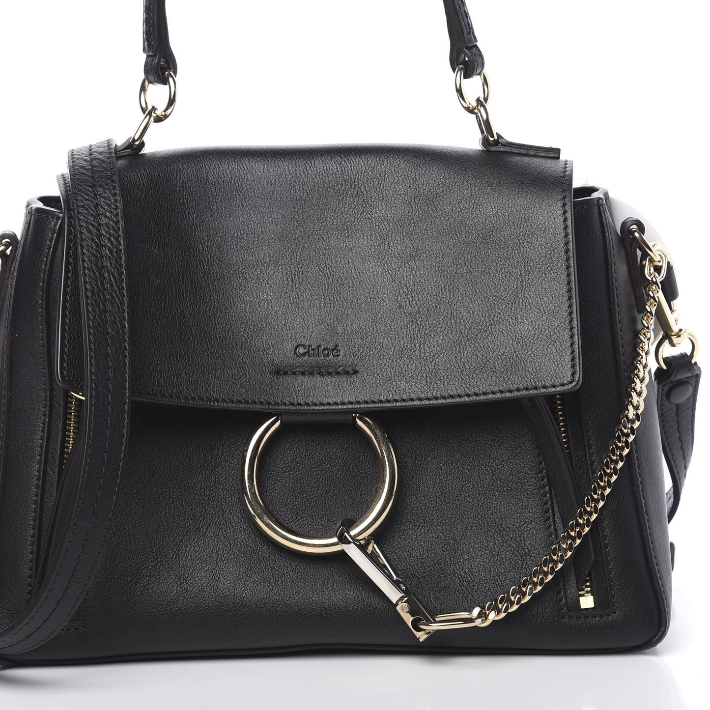 Calfskin Small Faye Day Shoulder Bag Black