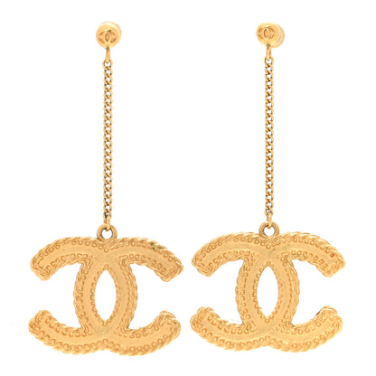 Chanel CC Drop Earrings Matte Gold 1 of 5