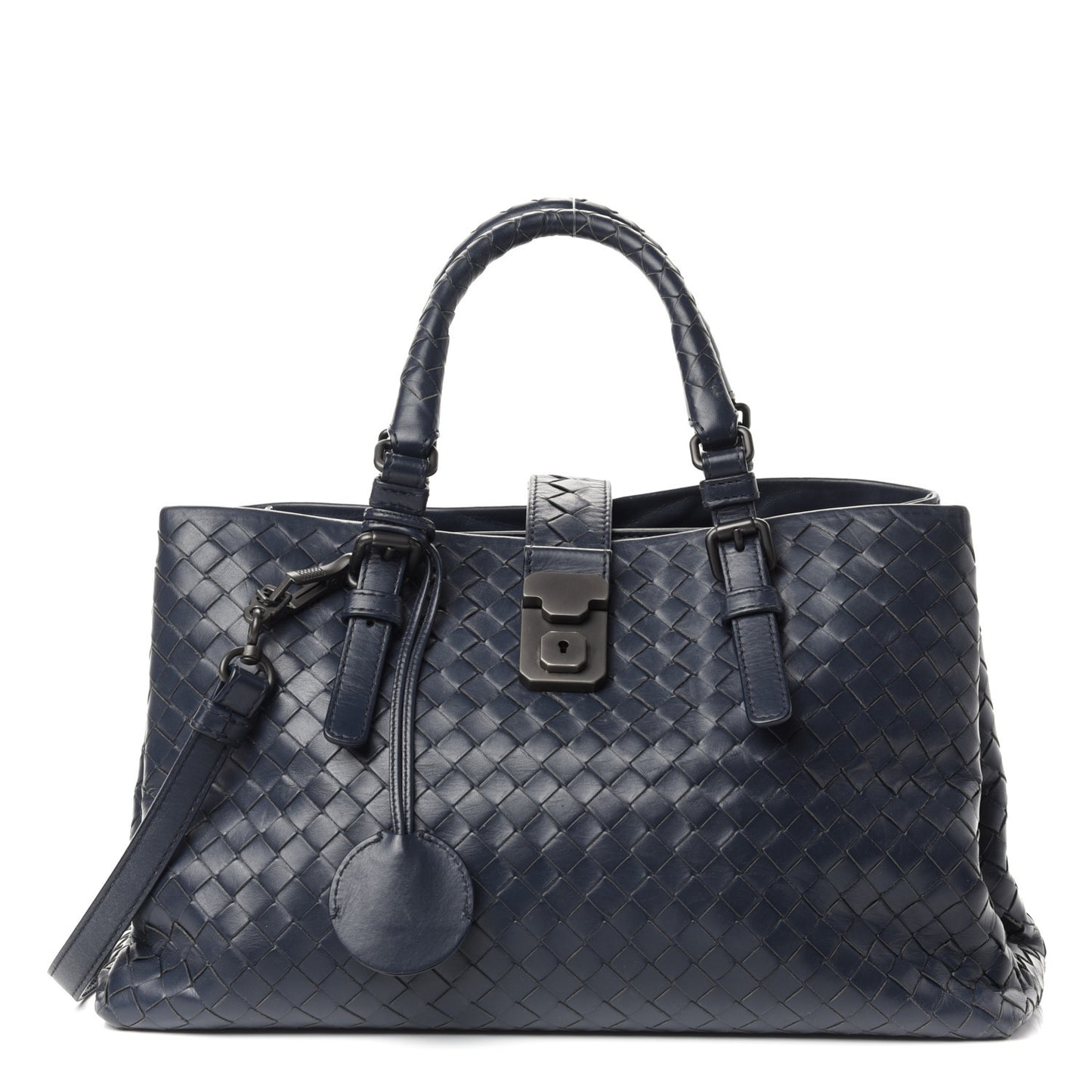 Nappa Intrecciato Small Roma Tote Dark Blue