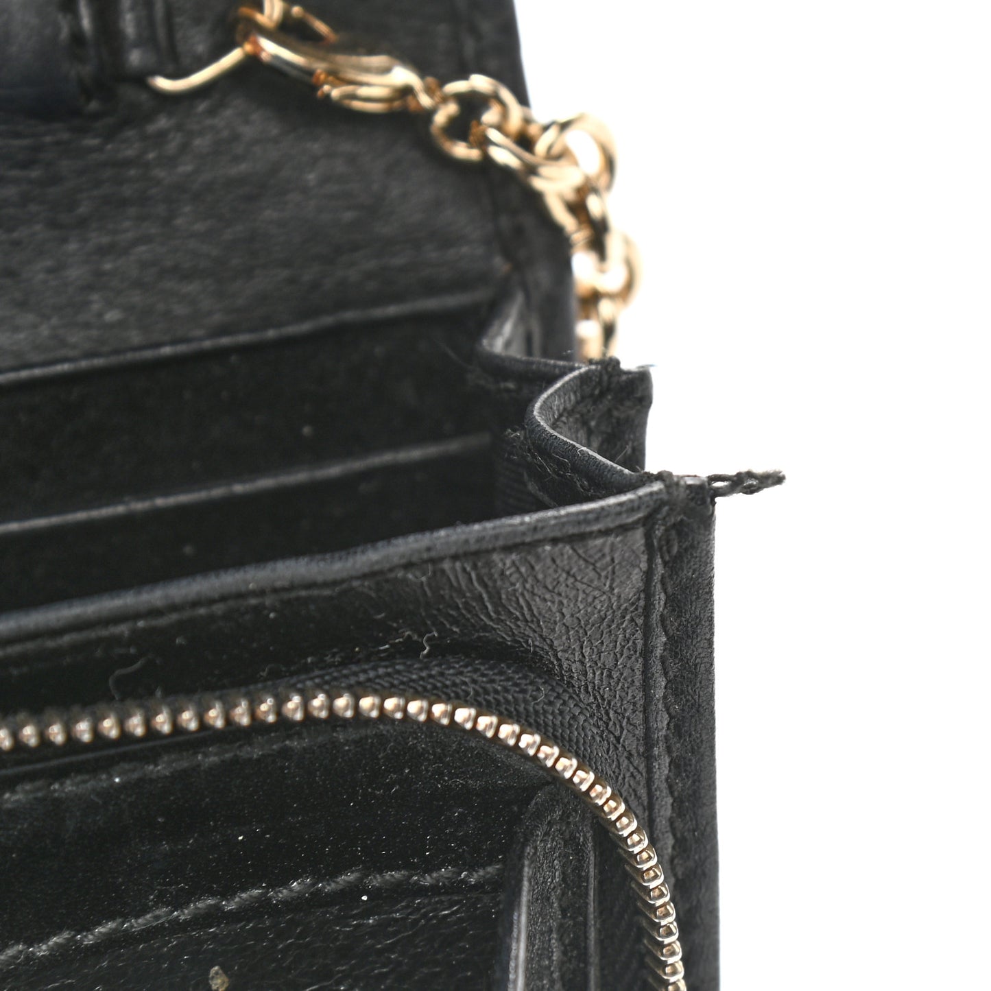 Guccissima Margaux Calfskin Metal Bar Chain Wallet Black
