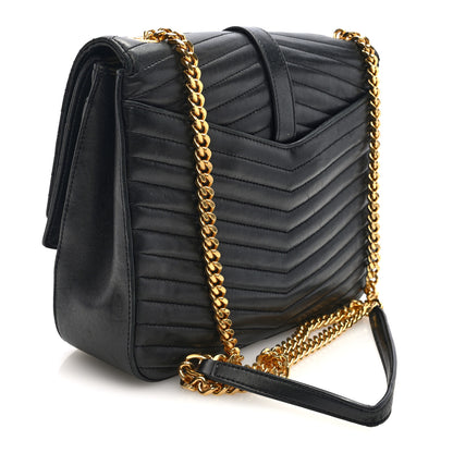 Saint Laurent Lambskin Matelasse Chevron Monogram Medium Sulpice Bag Black 3 of 9