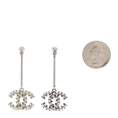 Chanel Baguette Crystal CC Drop Earrings Silver 2 of 4