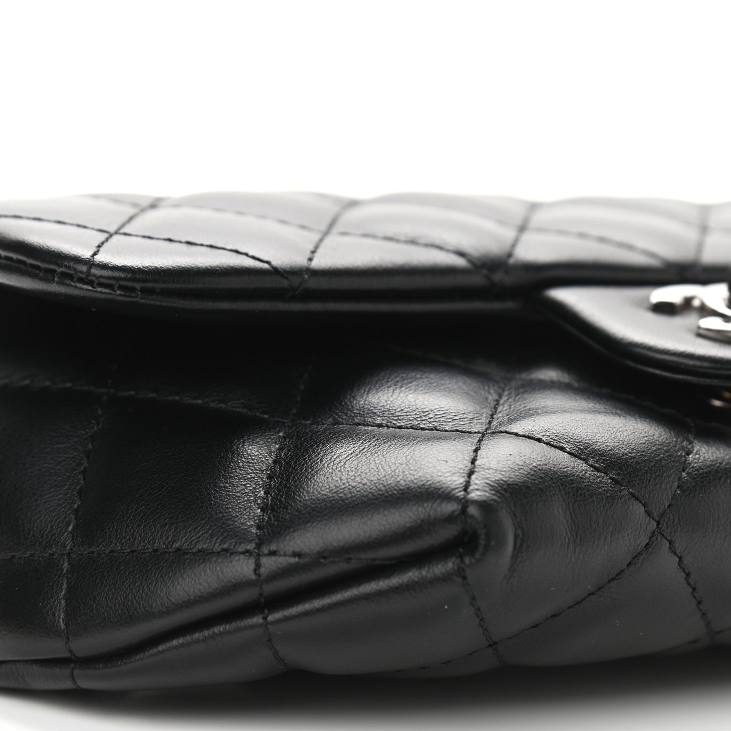 Calfskin Quilted CC Uniform Flap Belt Bag Black