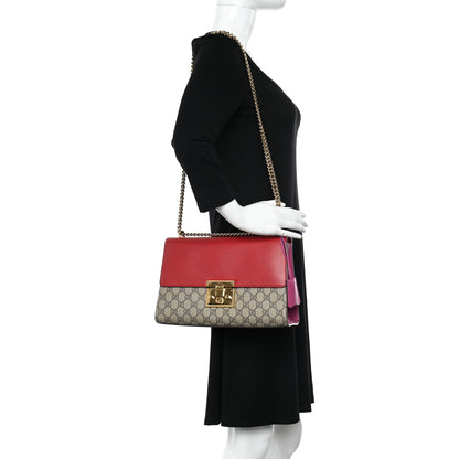 Gucci GG Supreme Monogram Calfskin Medium Padlock Shoulder Bag Beige Hibiscus Red New Rosette 2 of 13