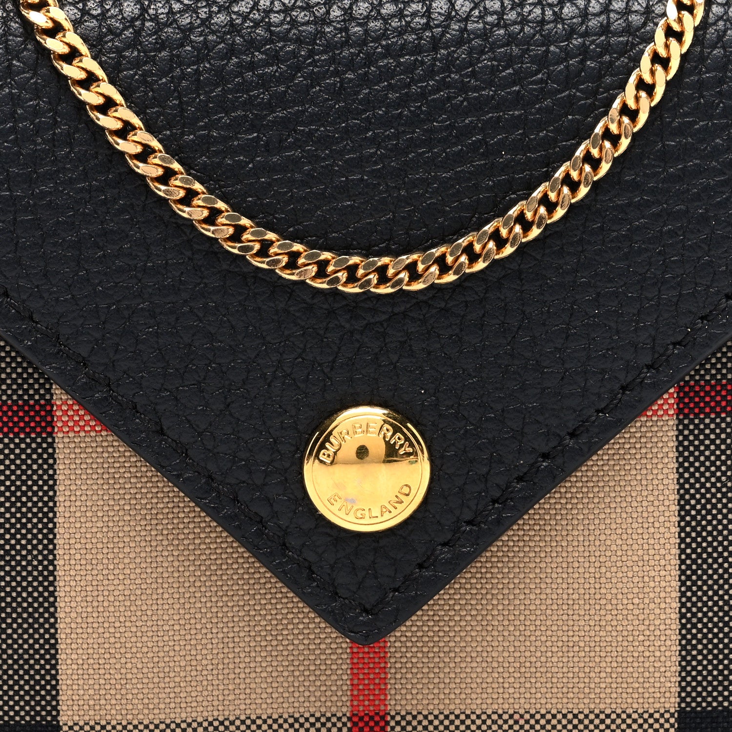 Burberry Grainy Calfskin Vintage Check Jade Card Case On Chain Black 8 of 10