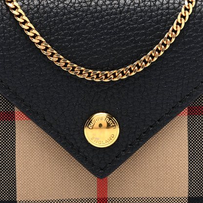 Burberry Grainy Calfskin Vintage Check Jade Card Case On Chain Black 8 of 10