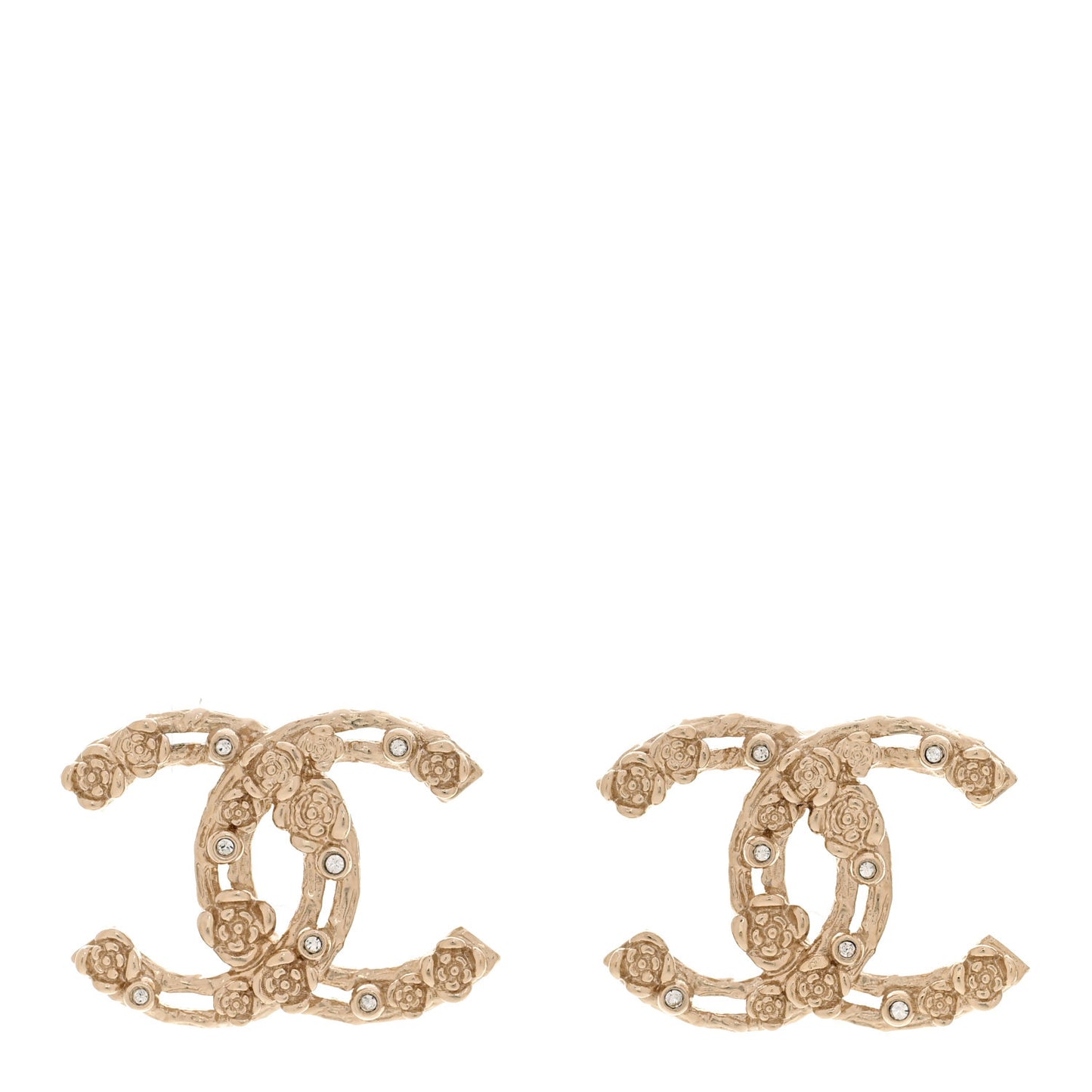 Crystal CC Camellia Earrings Gold
