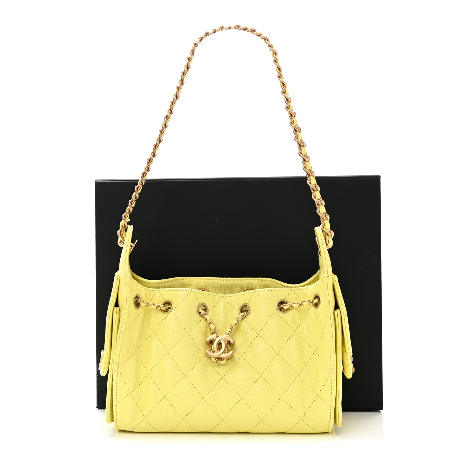 Chanel Caviar Quilted Mini Chanel 25 Handbag Yellow 11 of 11