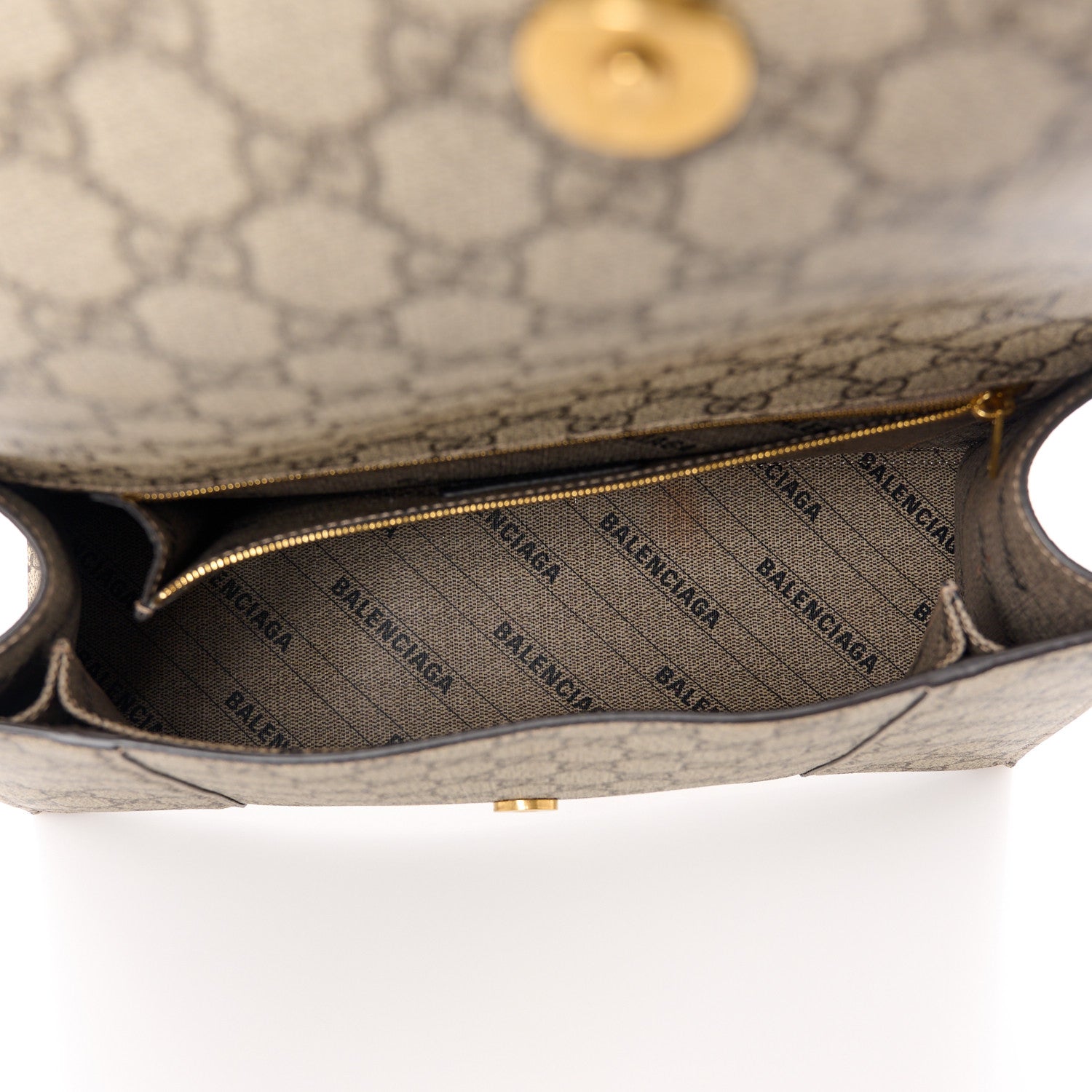 Balenciaga X GUCCI GG Supreme Monogram Medium Hourglass Top Handle Bag Beige Ebony 5 of 13
