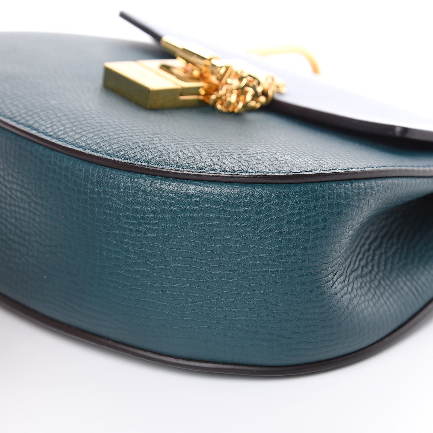 Grained Calfskin Lambskin Mini Bi-Color Drew Shoulder Bag Cloudy Blue