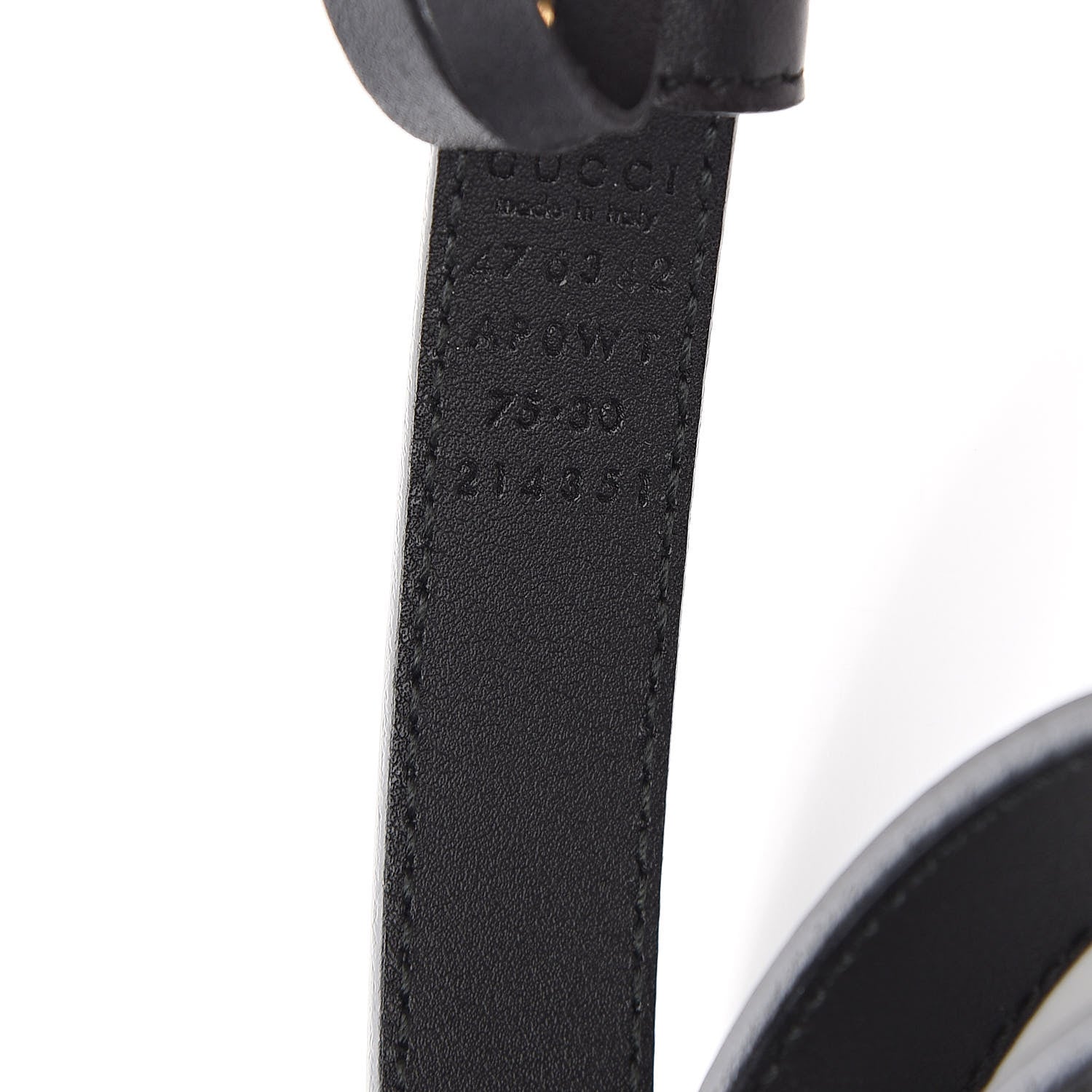Gucci Calfskin Pearl Double G 20mm Belt 75 30 Black Cream 9 of 9