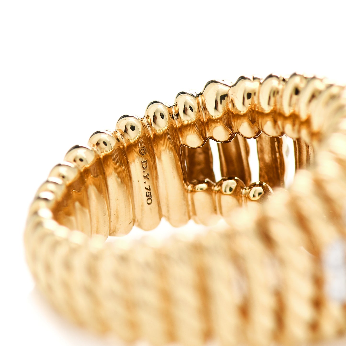18K Yellow Gold Diamond Cable Vertical Ring 49 4.75