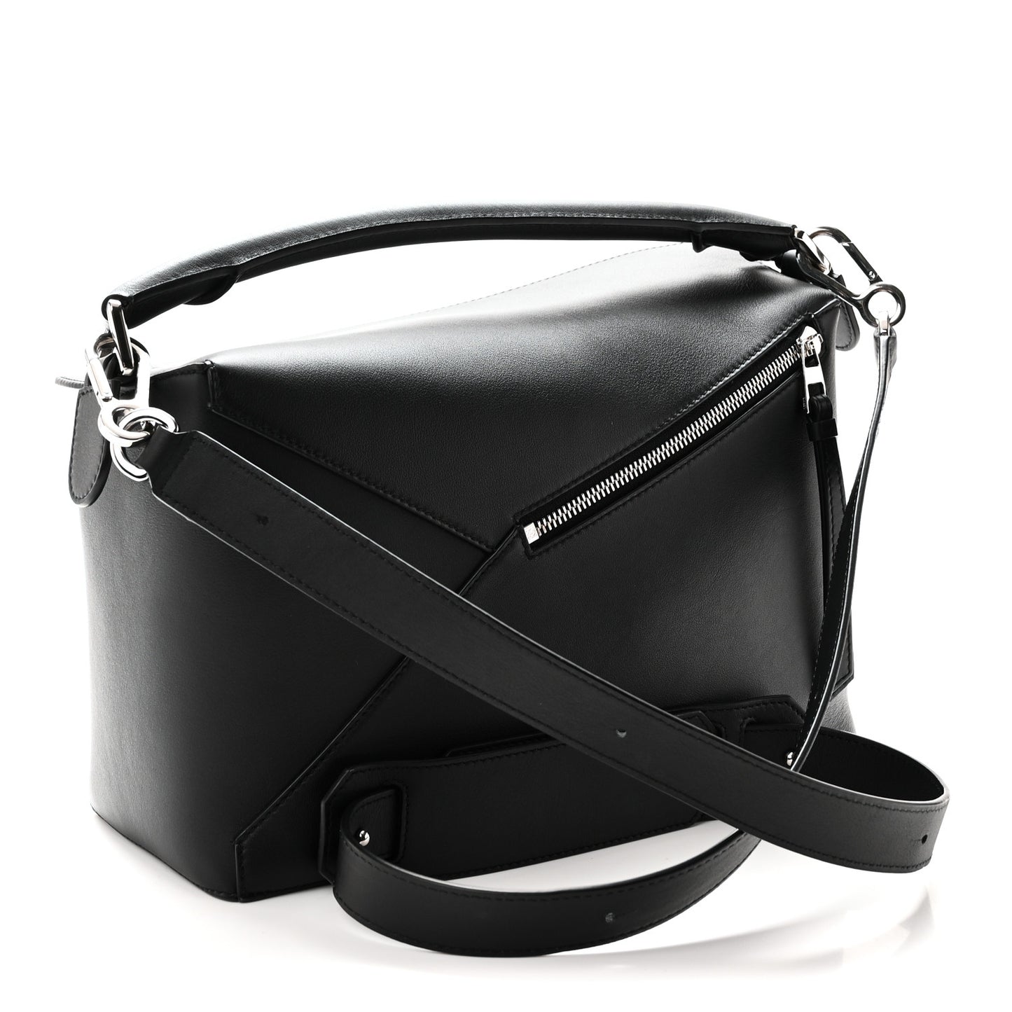 Calfskin Medium Puzzle Edge Bag Black