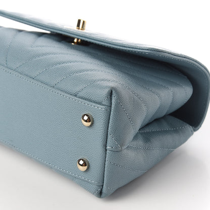 Chanel Caviar Chevron Quilted Mini Coco Handle Flap Sky Blue 8 of 13