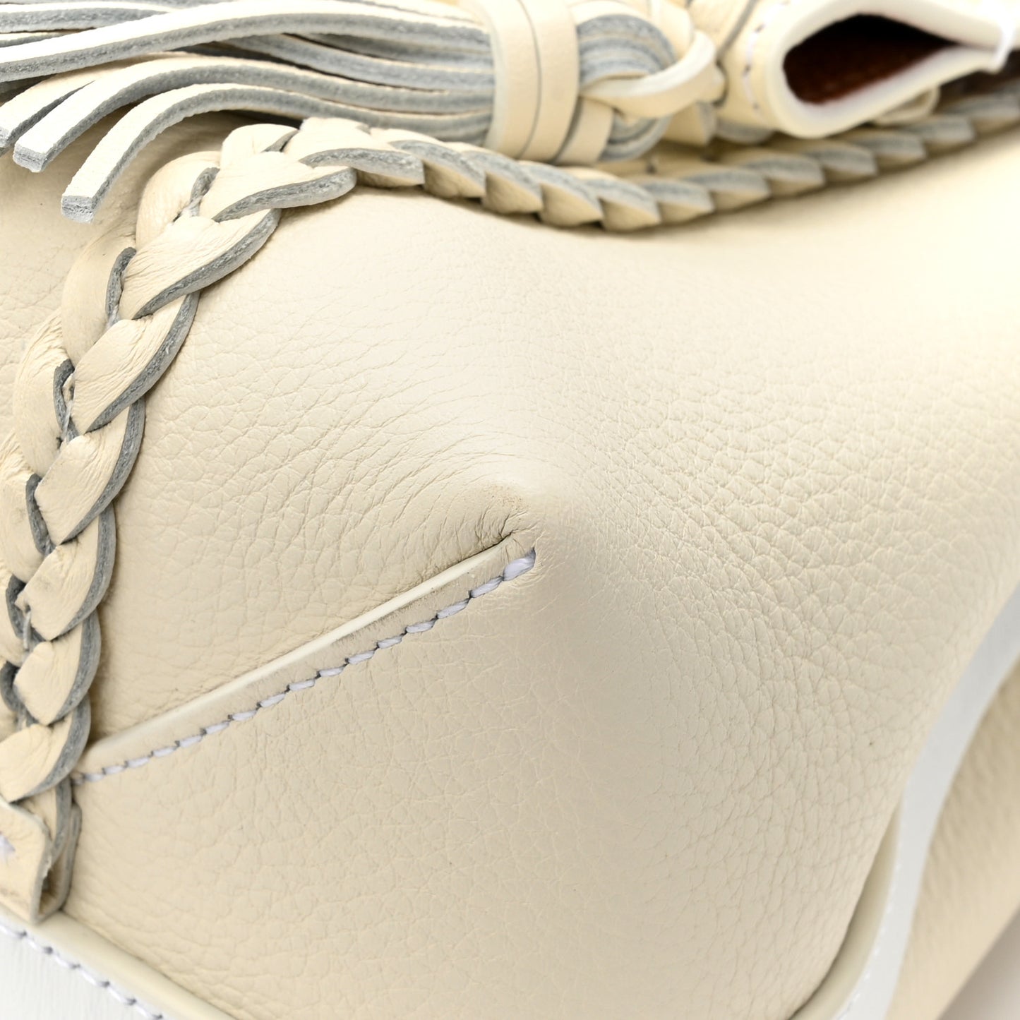 Grained Calfskin Medium Penelope Shoulder Bag White