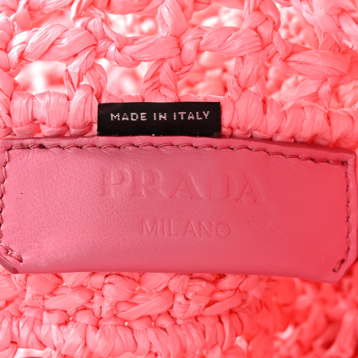 Prada Yarn Raffia Effect Crochet Logo Embroidered Tote Bag Petalo 6 of 11