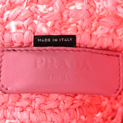 Prada Yarn Raffia Effect Crochet Logo Embroidered Tote Bag Petalo 6 of 11