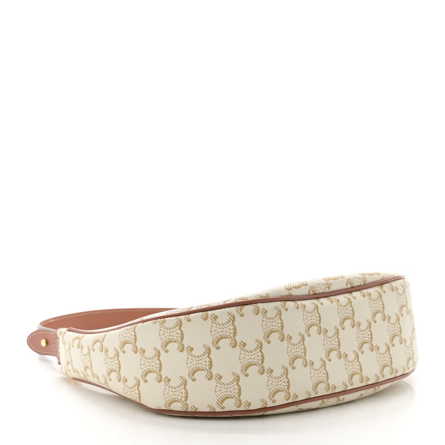 Canvas Calfskin Ava Triomphe Shoulder Bag White